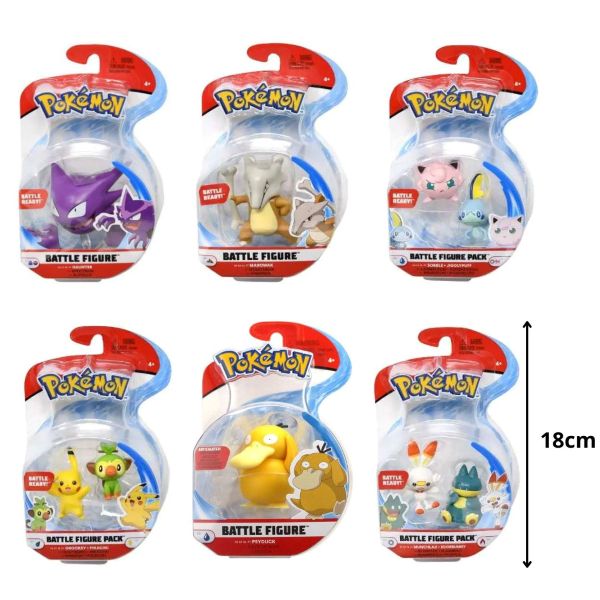JAZWARES – POKEMON BATTLE FIGURE PACK Personaggi 5cm (singoli o doppi) In blister (18×10 cm) 6ass…x6